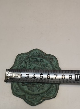 仿古做旧铜镜四鸟飞禽图小铜镜黄铜花M边铜镜纯铜工艺品摆件
