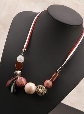 日韩时尚百搭春夏个性糖果色小清新短款锁骨链女装饰项链衣服挂件