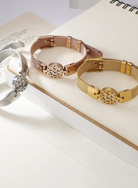 日韩风新款 不锈钢电镀 心心相连网状式表带手链 三色可选 送女友