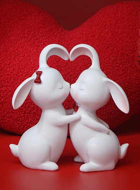 今年流行结婚床子台灯卧室婚房兔头灯新婚礼物送新人朋Z友闺蜜装