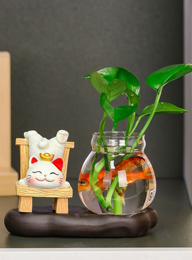 驭速可爱躺赢招财猫创意花瓶