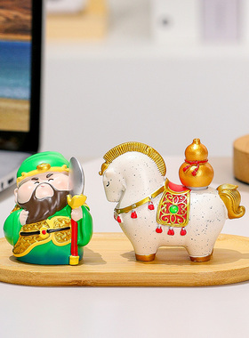 新中式关公赤兔马国潮装饰小摆件