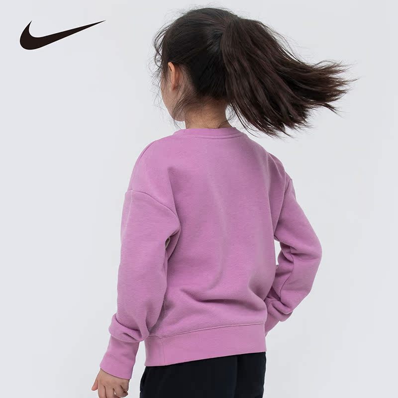 Nike 耐克小童装女童卫衣2024春秋新款儿童针织圆领套头上衣潮流