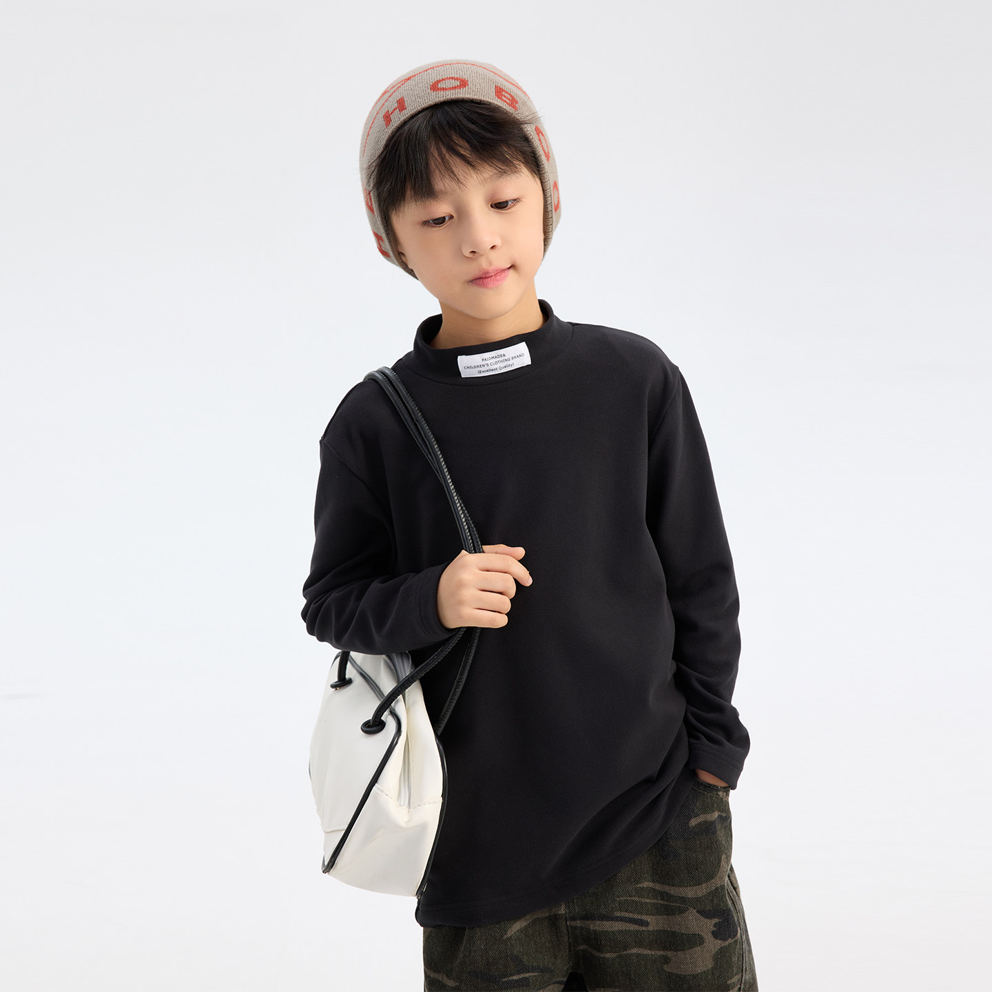 派町童装男童T恤2025秋冬新款儿童体恤打底衫加绒保暖半高领洋气,淘宝优惠券,粉丝福利购,淘宝优惠卷