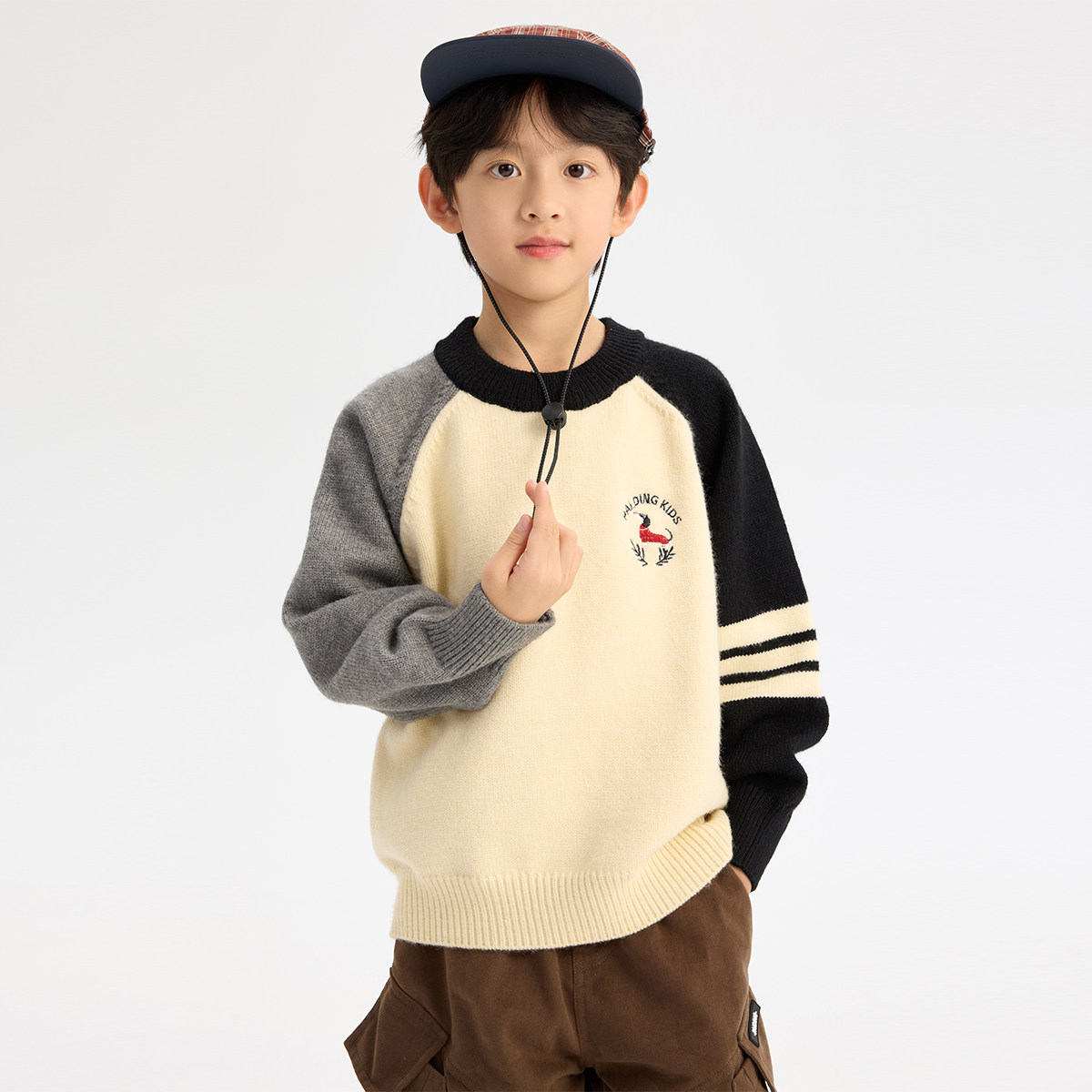 派町童装男童毛衣儿童秋冬款2025新款男孩大童撞色针织衫内搭保暖,淘宝优惠券,粉丝福利购,淘宝优惠卷
