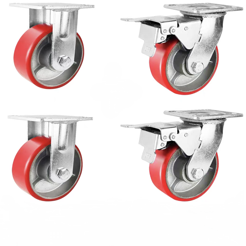 脚轮C-CTHK125-U/100/150刹车C-CTHS/CTHJ聚氨酯脚轮重载 - 图2