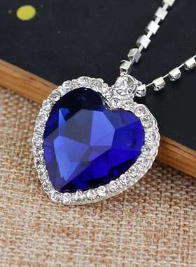 泰坦尼克号海洋之心项链时尚满钻爱心形水晶吊坠饰品