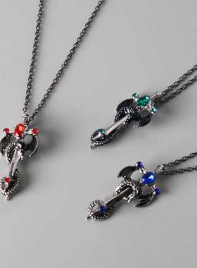 新款欧美创意潮男时尚摇滚翼龙宝剑吊坠项链配饰品现货