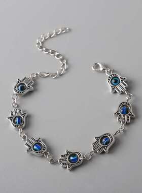 欧美时尚复古法蒂玛之手恶魔之眼手链创意个性手掌手链配饰品