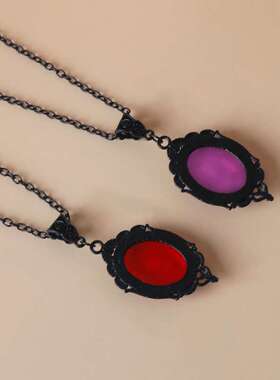 欧美饰品哥特式复古浮雕水晶吊坠项链女万圣节首饰直销