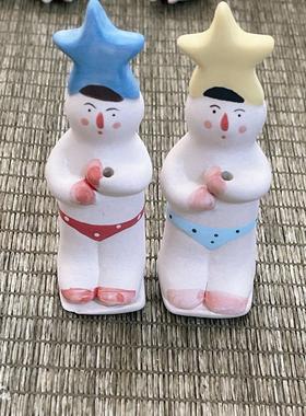 小人的星星梦手绘釉下彩高温陶瓷摆件香插迷你可爱花插桌面摆设品