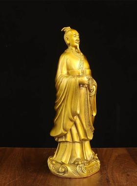 纯黄铜范蠡铜像文财神爷摆件家用办公室商圣陶朱公站像开业礼品
