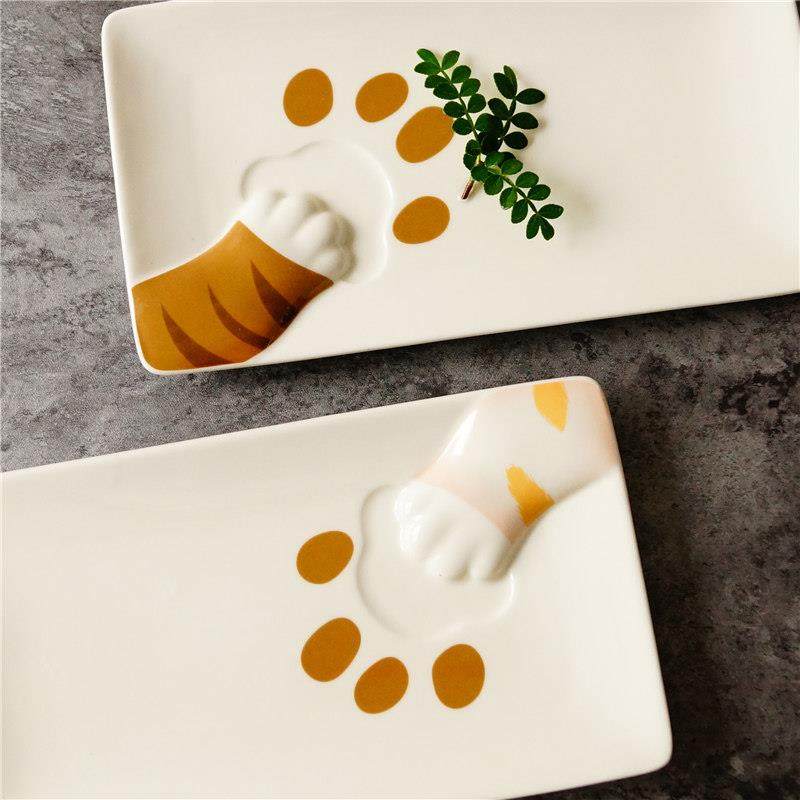 日式小可爱猫咪盘小馋猫偷吃饺子盘猫爪肉球寿司盘猫咪小肉垫长盘,淘宝优惠券,粉丝福利购,淘宝优惠卷