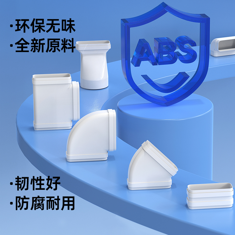 新风系统家用pvc方管195通风方管连接件固定件矩形塑料圆变方变径 - 图1