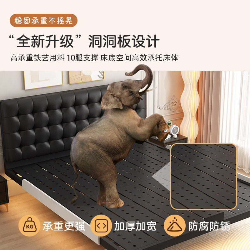 铁艺床碳素钢悬浮床架无床头榻榻米1.8双人床家用小户型1.5钢架床