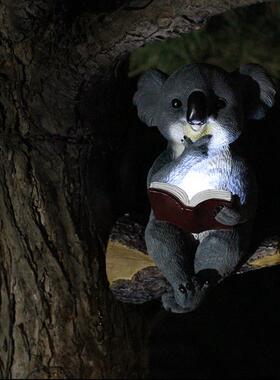 树脂工艺品新款考拉太阳能创意挂件摆件庭院花园动物树挂景观定制