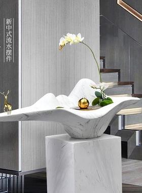简约现代室内喷泉摆件风家居客厅大型流水别墅入口客厅落地轮换水
