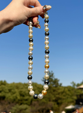 蝶觅家 黑蝶皇后白蝶皇后进口施家大溪地混彩男女珍珠项链