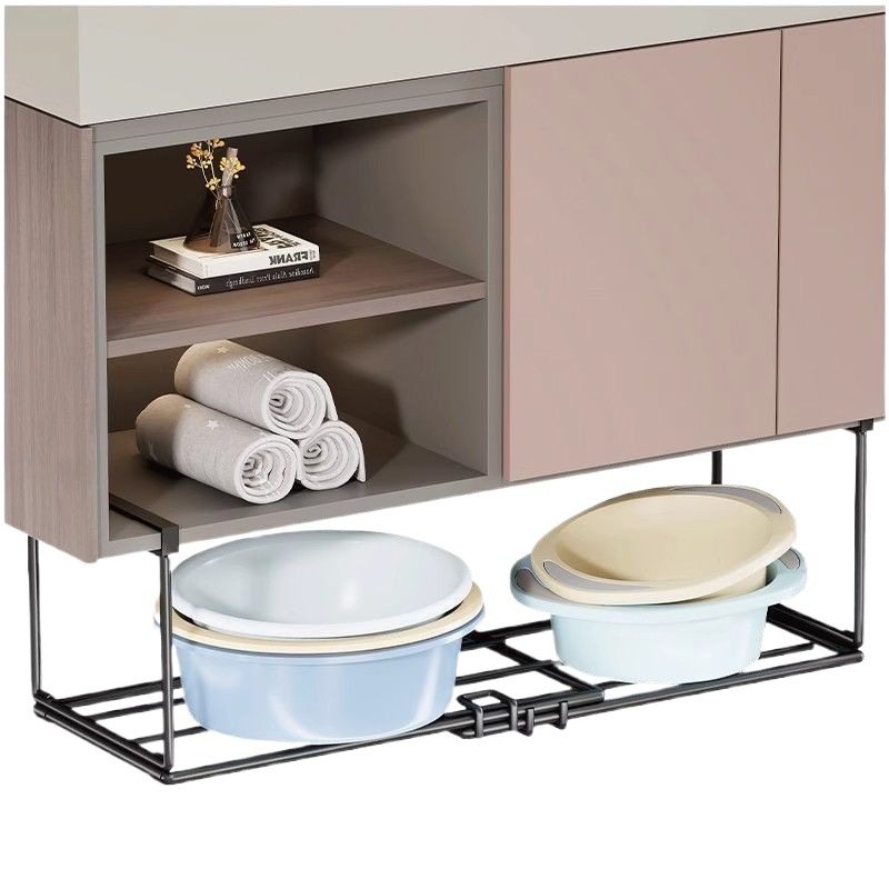 卫生间置物架柜下洗脸盆收纳架浴室免打孔悬挂式可伸缩脸盆架铁艺,淘宝优惠券,粉丝福利购,淘宝优惠卷