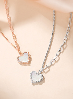 新款不规则爱心项链纯银韩版小众