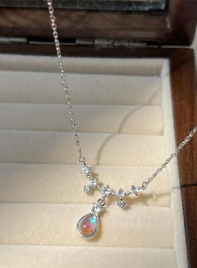 S925银美人泪月光石眼泪项链新爆款潮流轻奢小众吊坠锁骨链9-5v