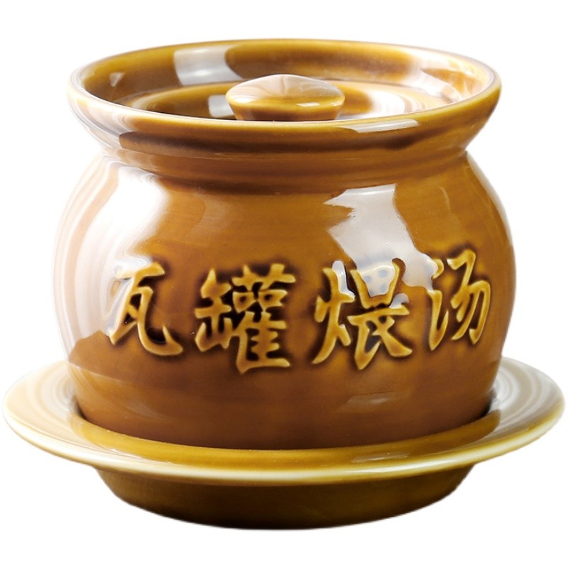 瓦罐煨汤家用小瓦罐炖盅带盖沙县小吃陶瓷隔水炖商用蒸燕窝汤盅碗 - 图3