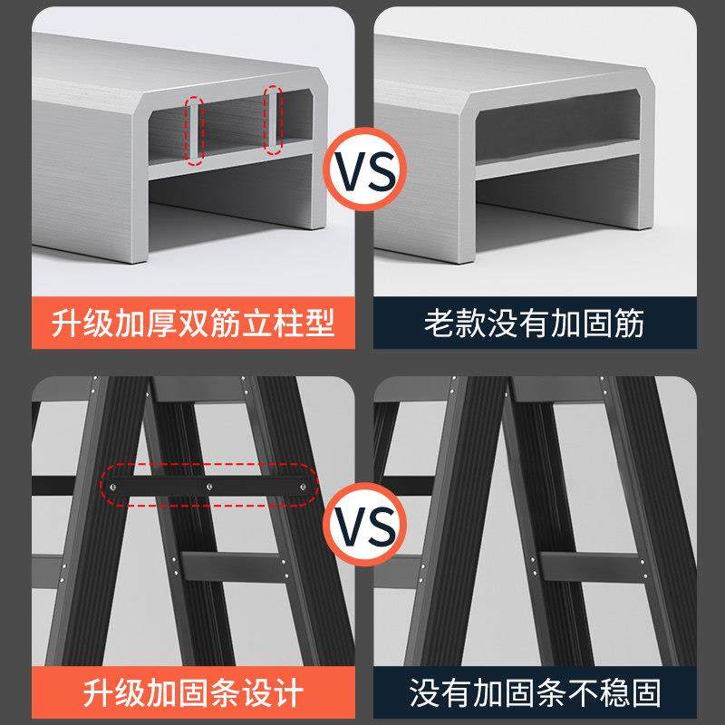 工程梯加厚折叠铝合金人字梯工程合梯登高爬阁楼楼梯扶梯家用梯子 - 图0
