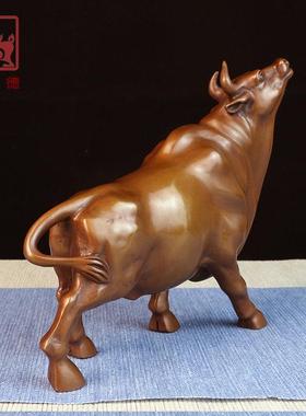 铜聚德 纯铜运势如虹旺市牛华尔街牛牛办公室创意开业装饰品摆件