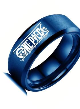 动漫周边饰品路飞标志指环不锈钢