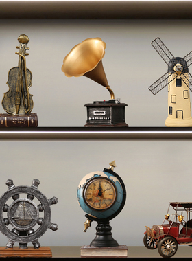 热销欧式复古摆件创意家居客厅酒柜摆设美式怀旧书房书架书柜子装