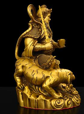 武神像铜厅财神爷骑SJI虎赵玄坛大号供奉客财纯招黄铜