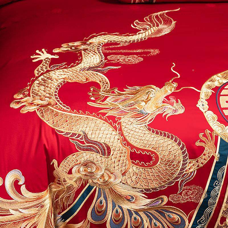 14s支全婚庆四件0组大六红色龙凤婚房床上用棉品喜被子结YAMU-CPL,淘宝优惠券,粉丝福利购,淘宝优惠卷