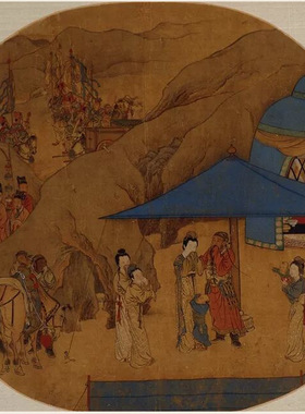 仇英国画临宋人画复古书画挂轴真