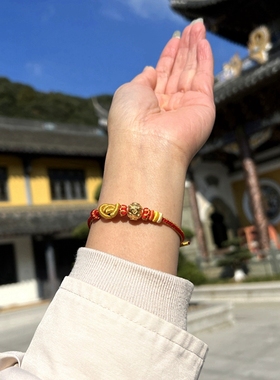 普陀山蛇年元宝结钱币纹招财红绳