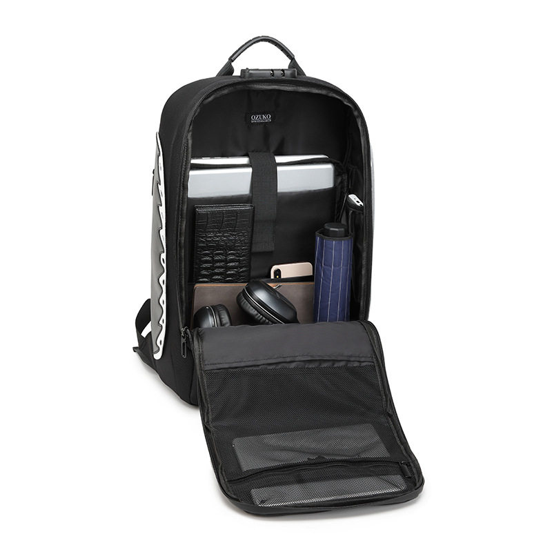 ozuko新款商务电脑包usb防水防盗男士双肩包户外休闲学生书包,淘宝优惠券,粉丝福利购,淘宝优惠卷