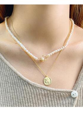 锜一家天然淡水珍珠项链女S925银白色颈链女近正圆精选小姐姐礼物