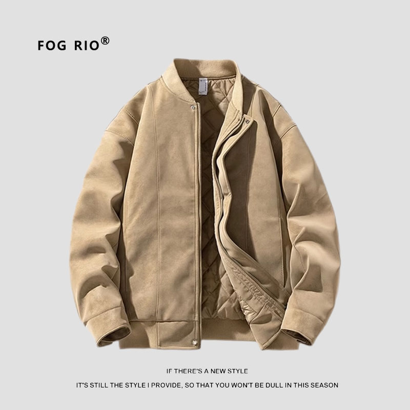 FOG RIO美式复古PU皮外套款休闲春秋冬季潮牌情侣款飞行员夹克