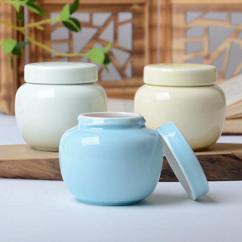 蜂蜜瓶300g青瓷小密封瓶膏方罐阿胶罐复古陶蜜罐中药罐茶叶存储罐 - 图1