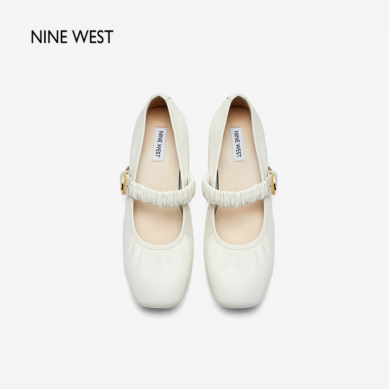 【清仓款】Nine West/玖熙玛丽珍鞋春方头一字扣带粗跟中跟单鞋女,淘宝优惠券,粉丝福利购,淘宝优惠卷