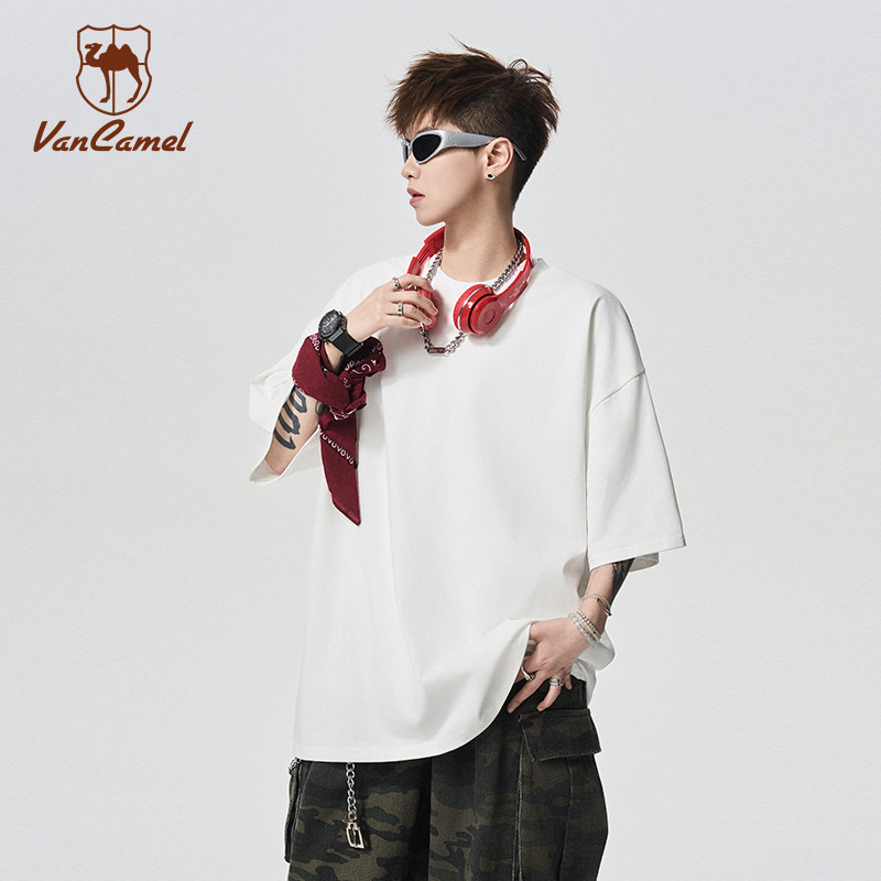 VANCAMEL/西域骆驼精梳纯棉T恤男女通用夏季新款舒适透气短袖上衣