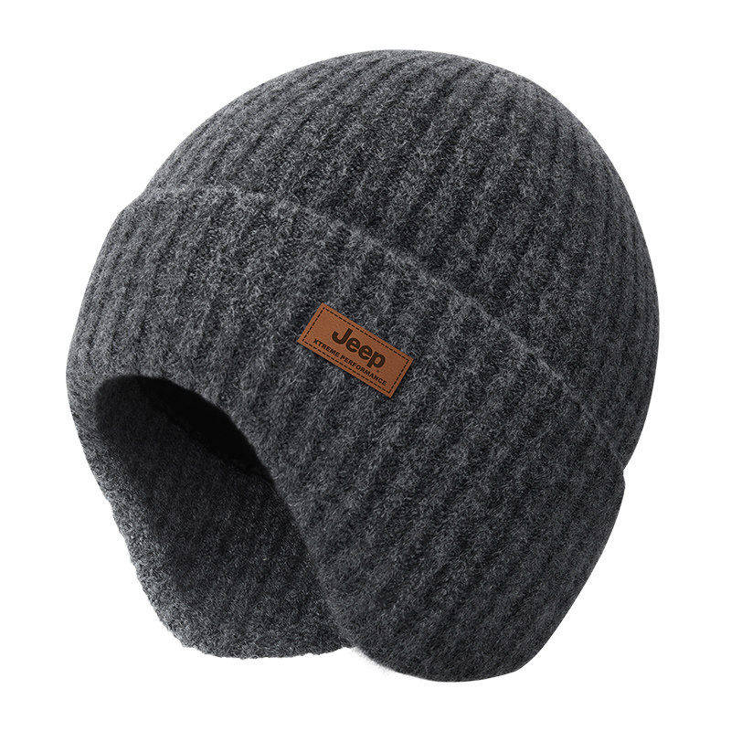 jeep吉普男士羊毛混纺帽子冬季防寒护耳保暖针织帽骑车防风毛线帽