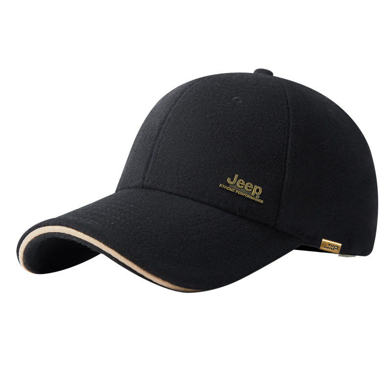 jeep吉普羊毛混纺鸭舌帽男士冬季2025新款户外骑行加厚保暖棒球帽