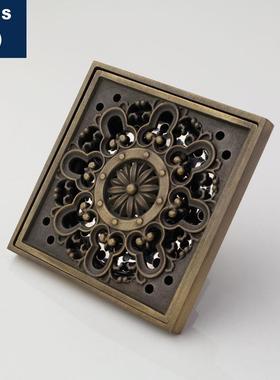 全铜隐藏嵌入式浴室浅水封地漏黑金下水道防臭下水盖芯