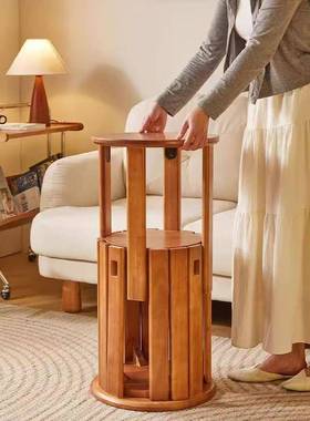 叠叠圆凳实木多功能板凳凳子组合茶几客厅家用叠放中式吃饭餐椅子