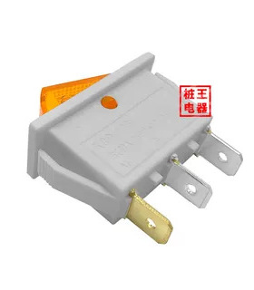 【100个】夏良牌2100W白色双银点开关电锅船型按钮开关3脚带灯2档