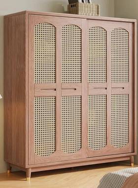 实木衣柜白蜡木大容量储物衣柜卧室衣橱小户型60cm宽家用推拉衣柜