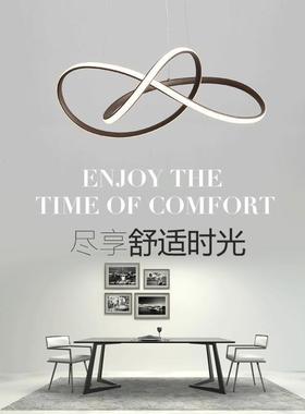 北欧客厅灯艺术吧台led餐吊灯现代简约创意卧室书房环形铝材灯具