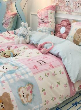 可爱小狗四件套100纯棉全棉床单被套被罩学生宿舍单人床上三件套3