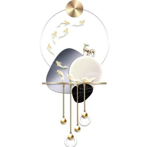 石来运转客厅电视背景墙格栅挂画 画高档立体LED壁灯玄关走廊装饰 - 图0