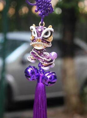 汽车流苏醒狮钥匙扣舞狮中国情侣创意麒麟钥匙链包包挂饰挂件饰品